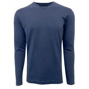NEW GEORGE ROTH men's v-neck long sleeve pima cotton top in indigo